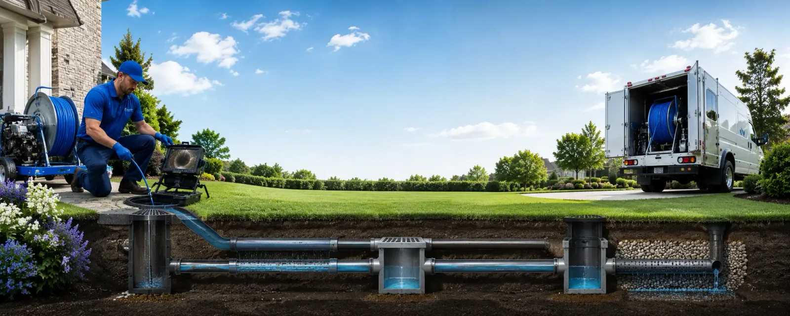 Outdoor drain cleaning information for New Eagle, PA